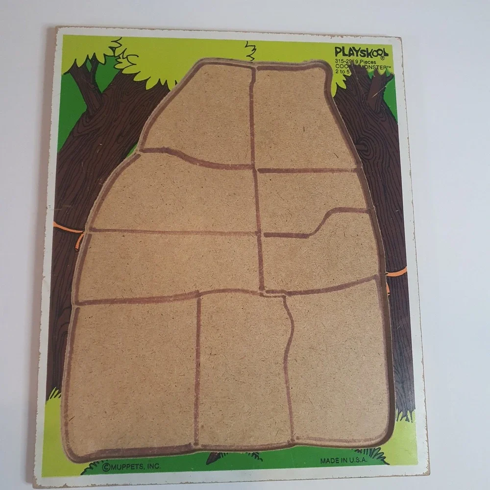 Vintage 1979 Playskool Sesame Street Wood Tray Puzzles Big‎ Bird Cookie Monster